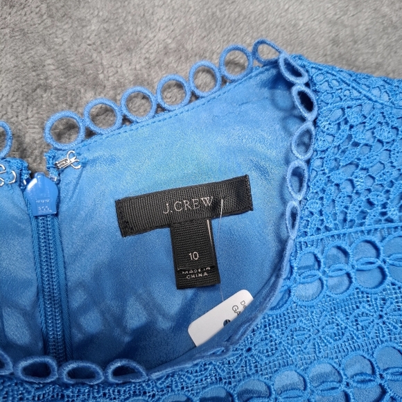 J.Crew Women's Dress Cap Sleeve Blue Lace Ruffle Sleeveless Size 10 NWT Coquette - Picture 9 of 14